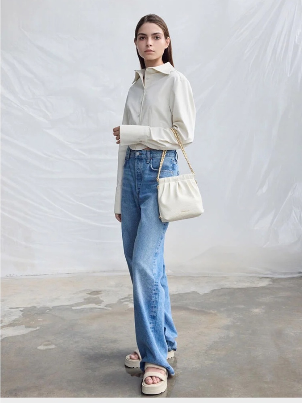 Duo Chain-Handle Two-Way Backpack - Cream Charles & Keith new 🆕